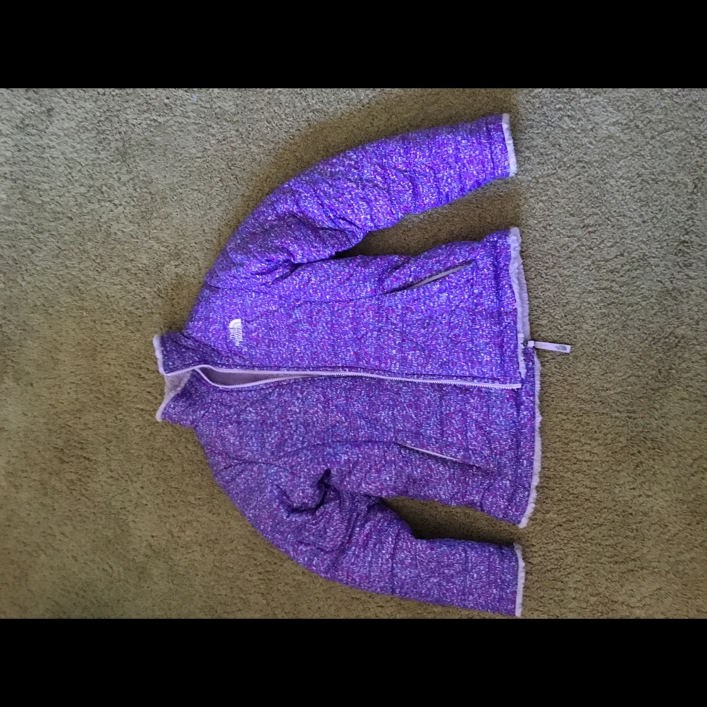 North face purple speckled winter jacket